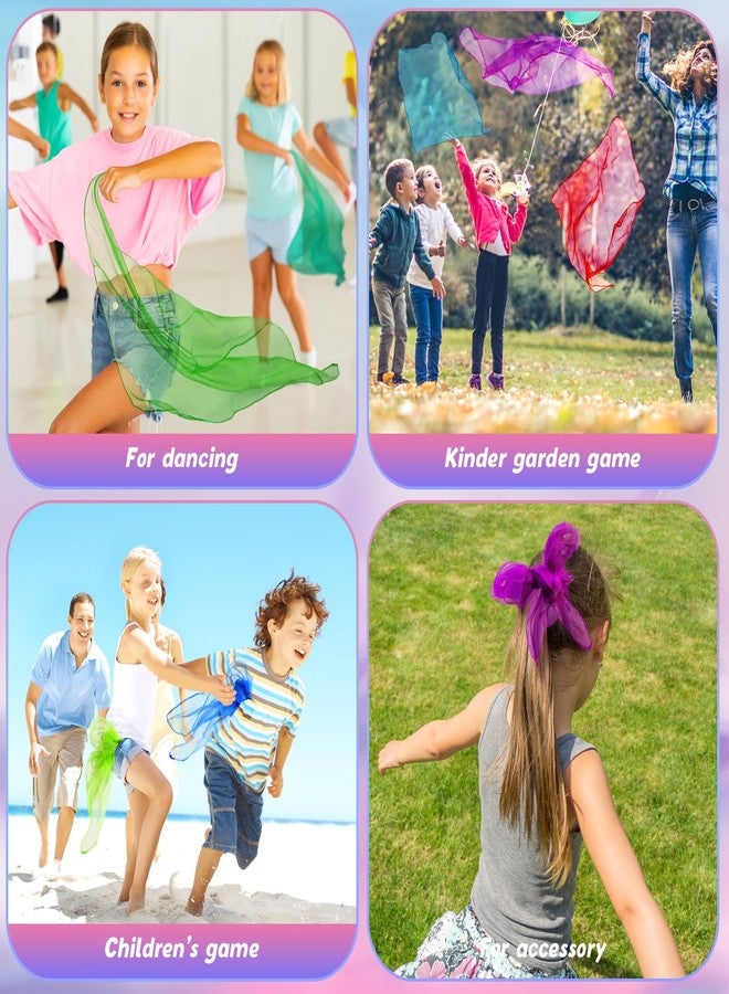 Cikyner Juggling Scarves, 6 Pcs Colorful Chiffon Cloths 60x60cm Dance Scarves Juggling Cloths for Dance Gymnastic Clothes Dance Towels for Indoor & Garden Dancing, Juggling, Sensory Game for Children - Image 3